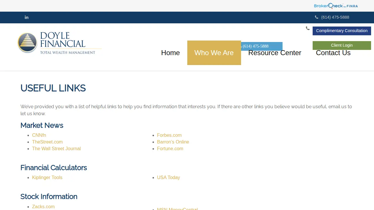 Doyle Financial Services page