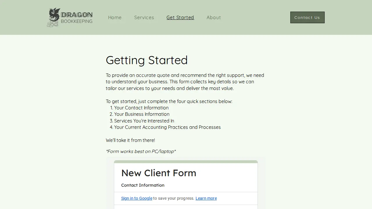 Dragon Bookkeeping page