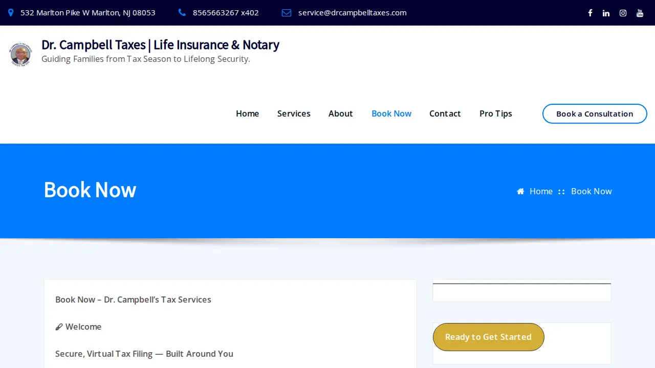 Dr. Campbell's Tax Services page