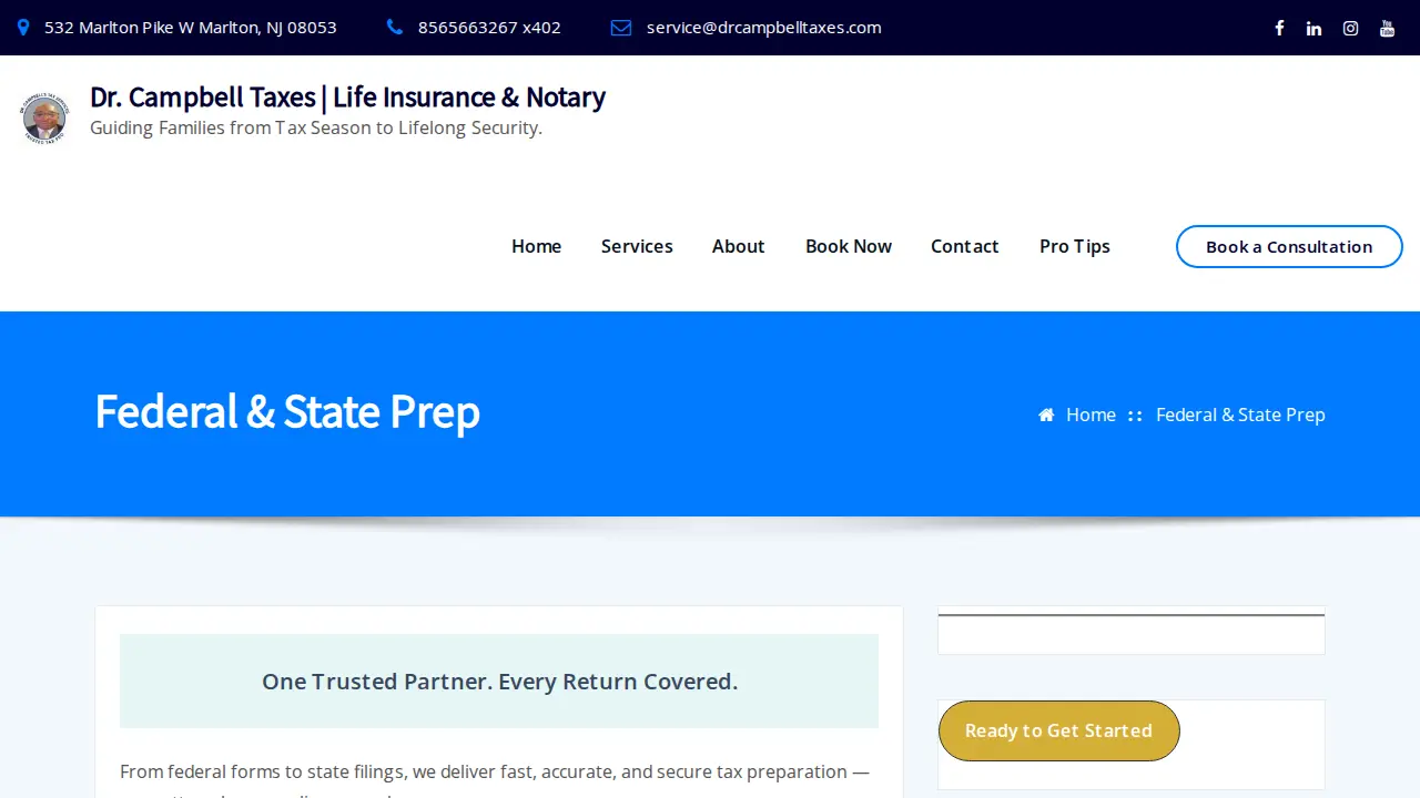 Dr. Campbell's Tax Services page