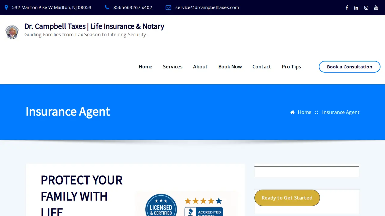 Dr. Campbell's Tax Services page