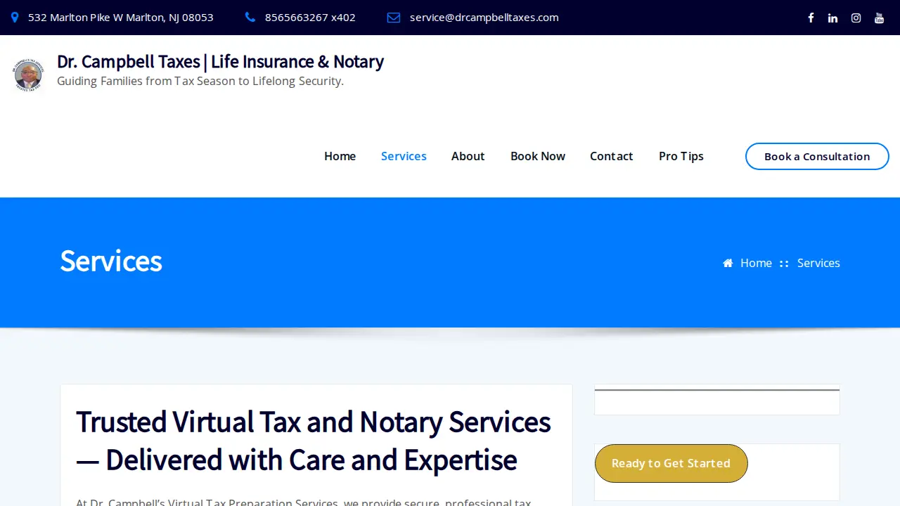 Dr. Campbell's Tax Services page