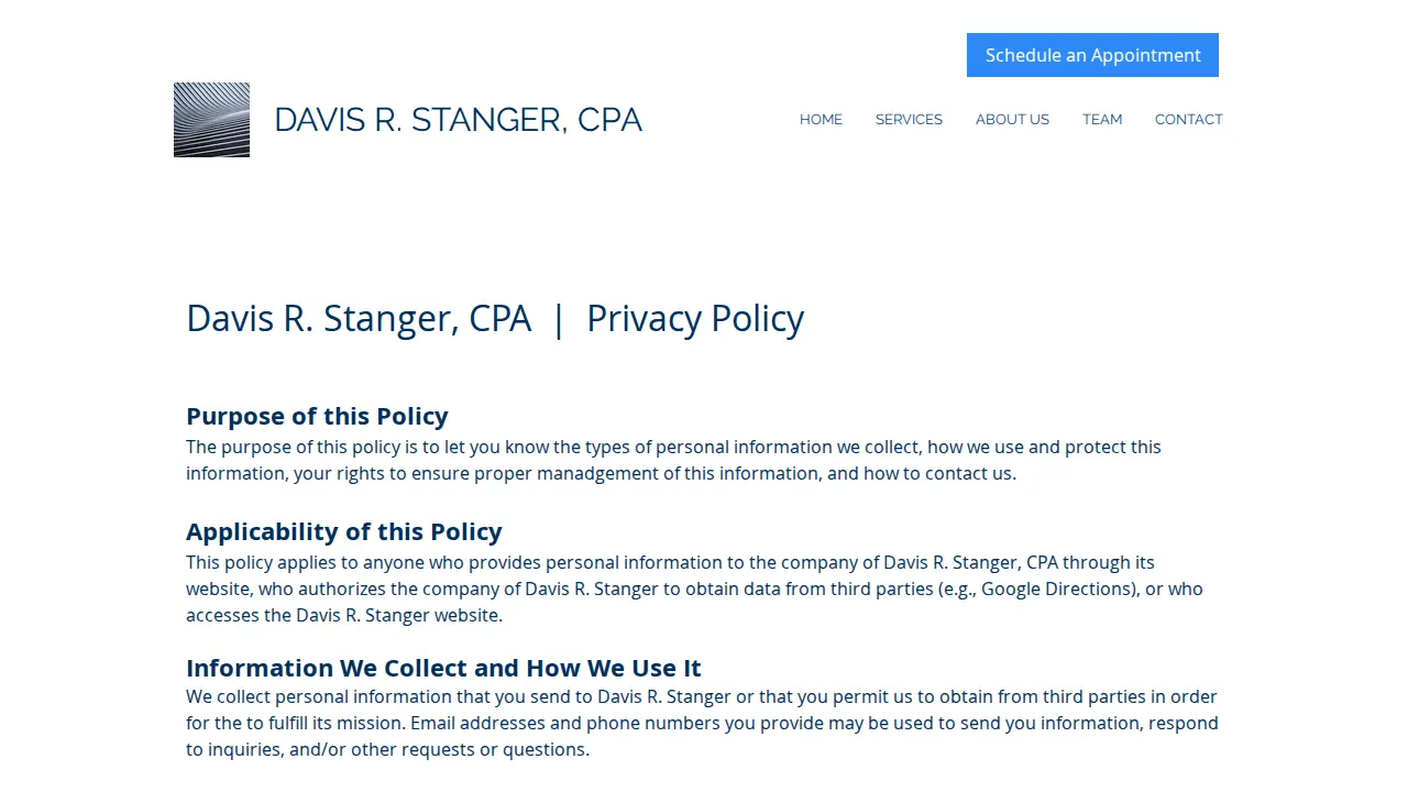Davis R Stanger PC page