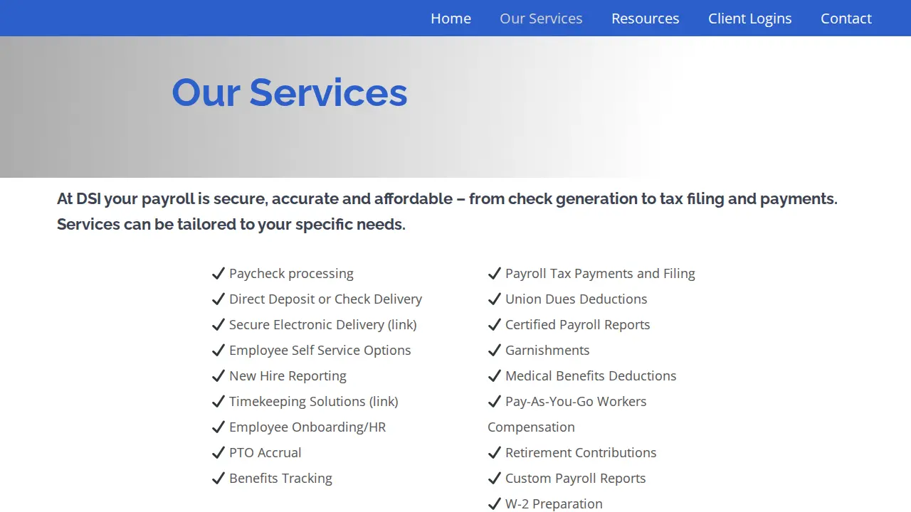 Datasystems Inc - DSI Payroll page