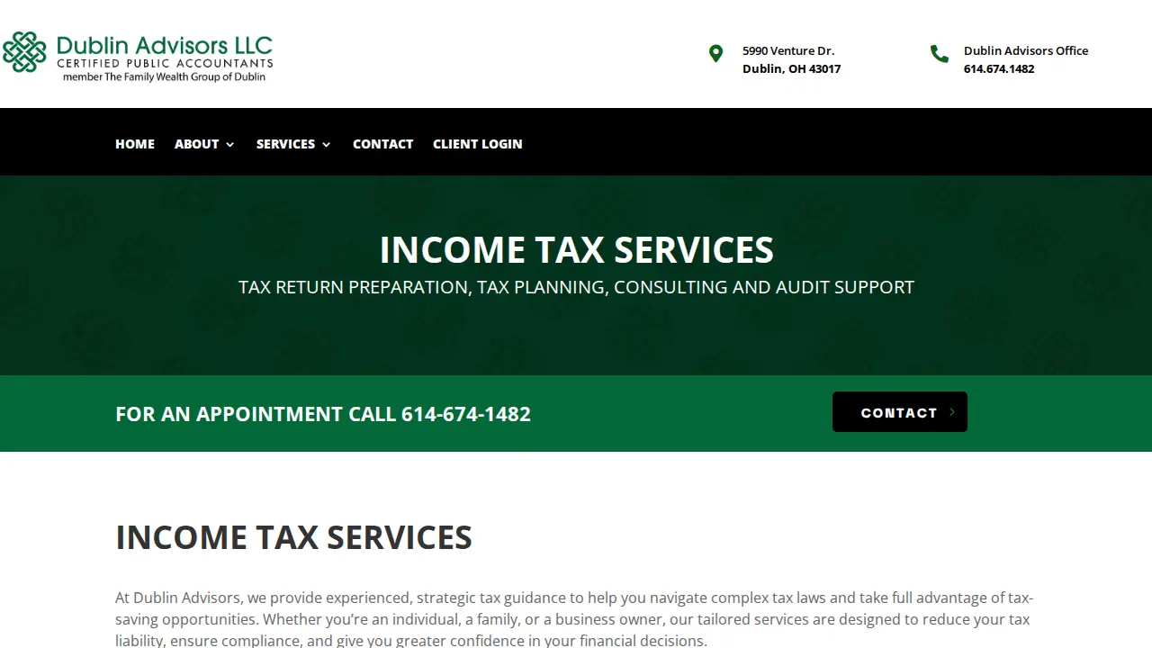 Dublin Advisors LLC, CPA page