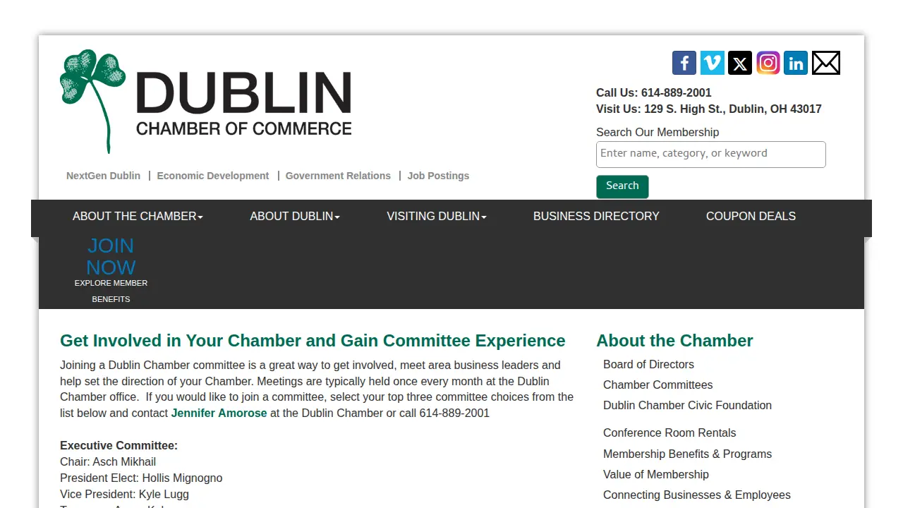 Dublin Chamber of Commerce page