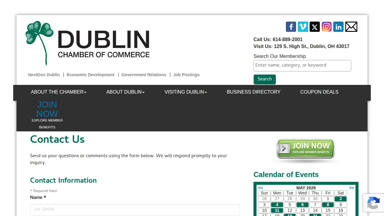 Dublin Chamber of Commerce page