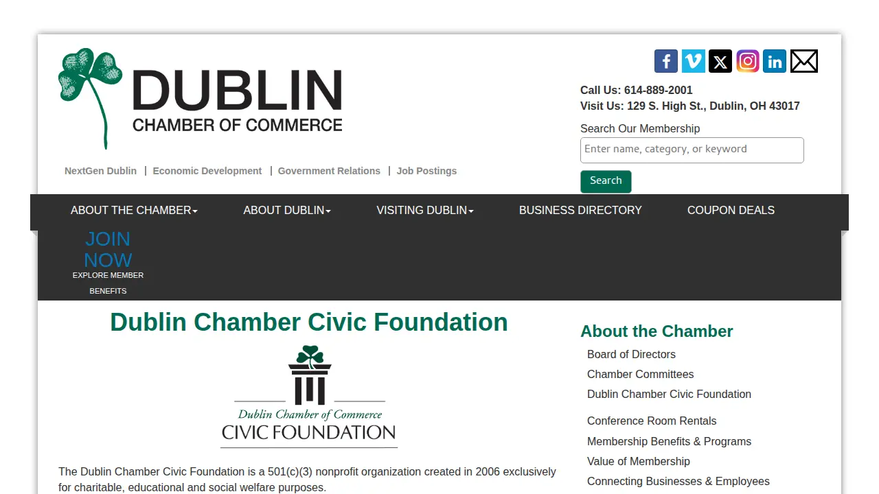 Dublin Chamber of Commerce page