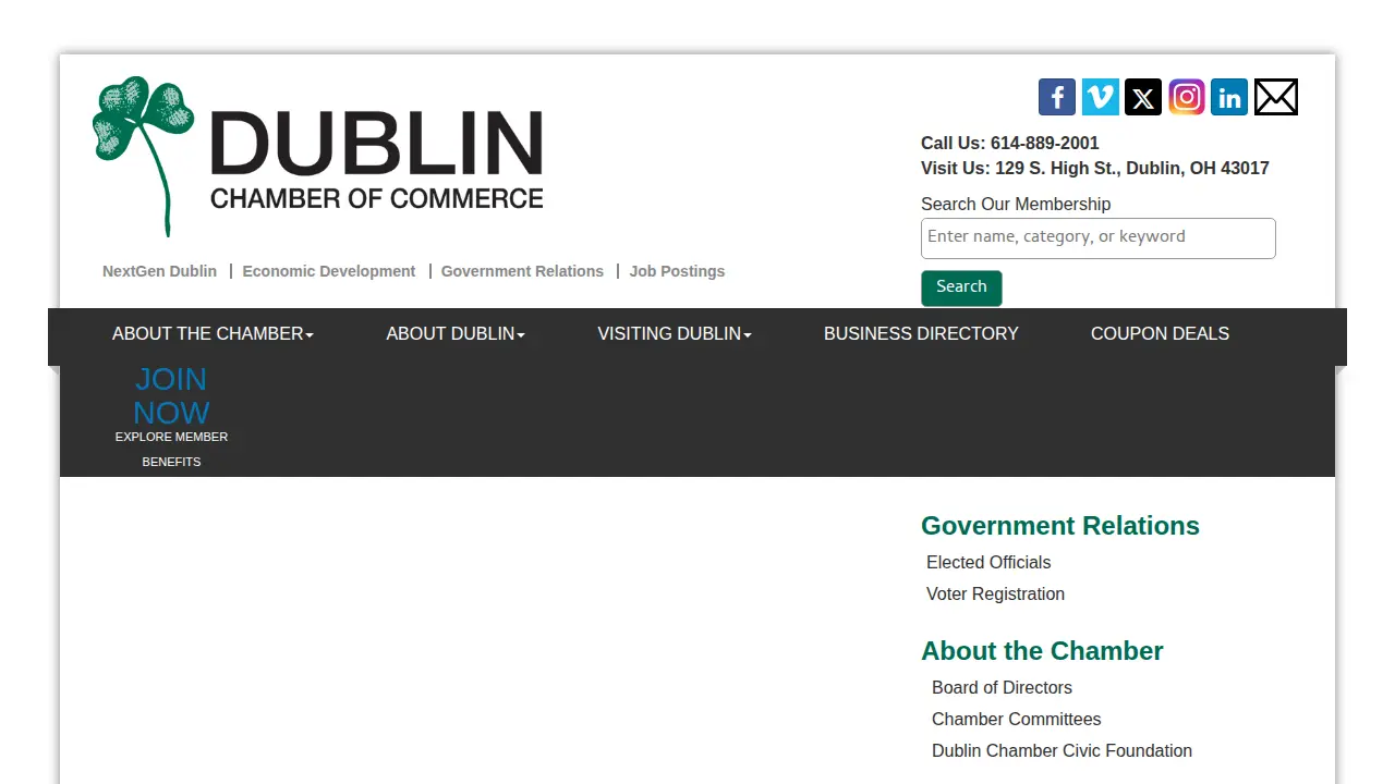 Dublin Chamber of Commerce page