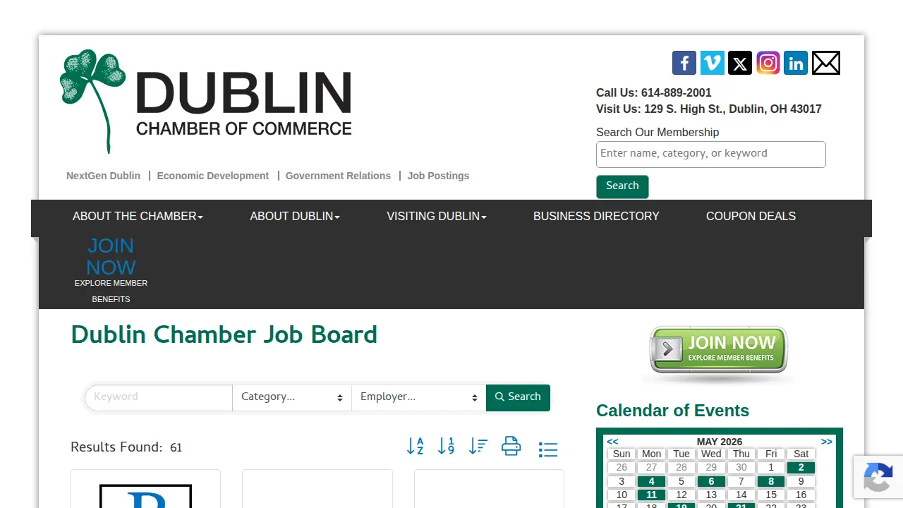 Dublin Chamber of Commerce page