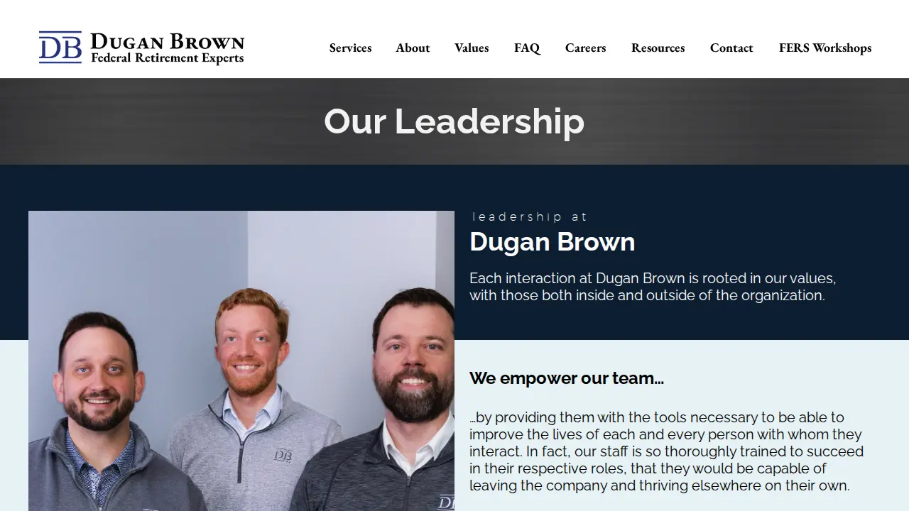 Dugan Brown Federal Retirement Experts page