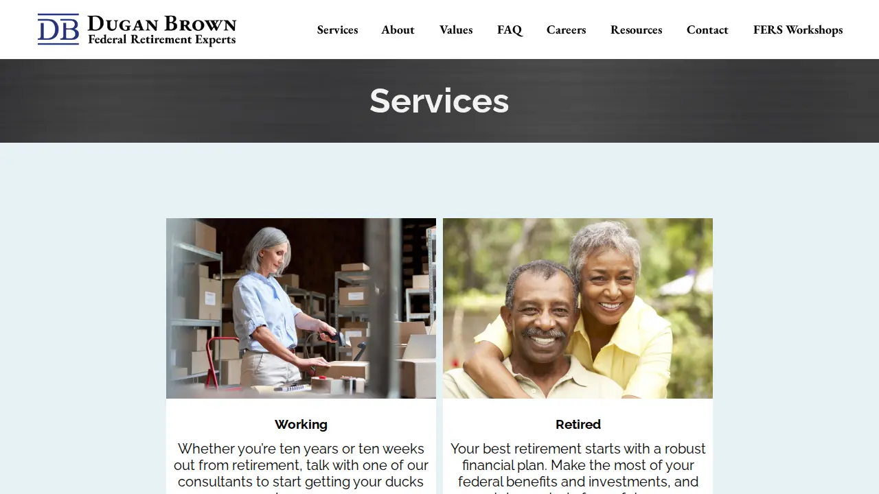 Dugan Brown Federal Retirement Experts page