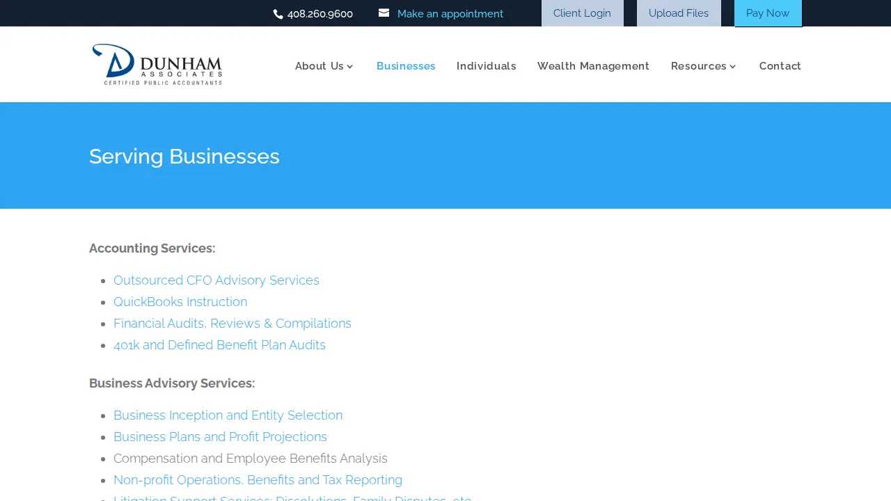Dunham Associates CPAs page