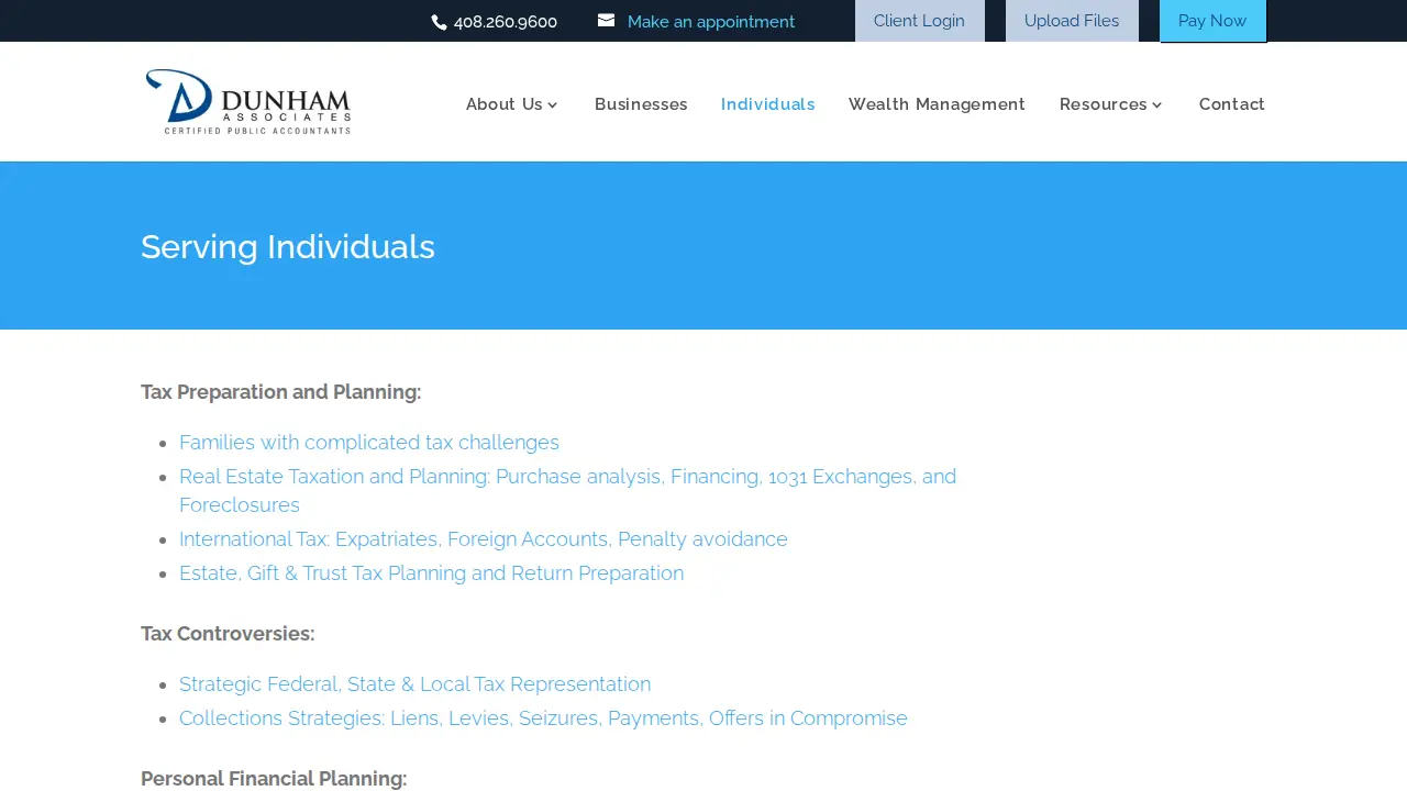 Dunham Associates CPAs page