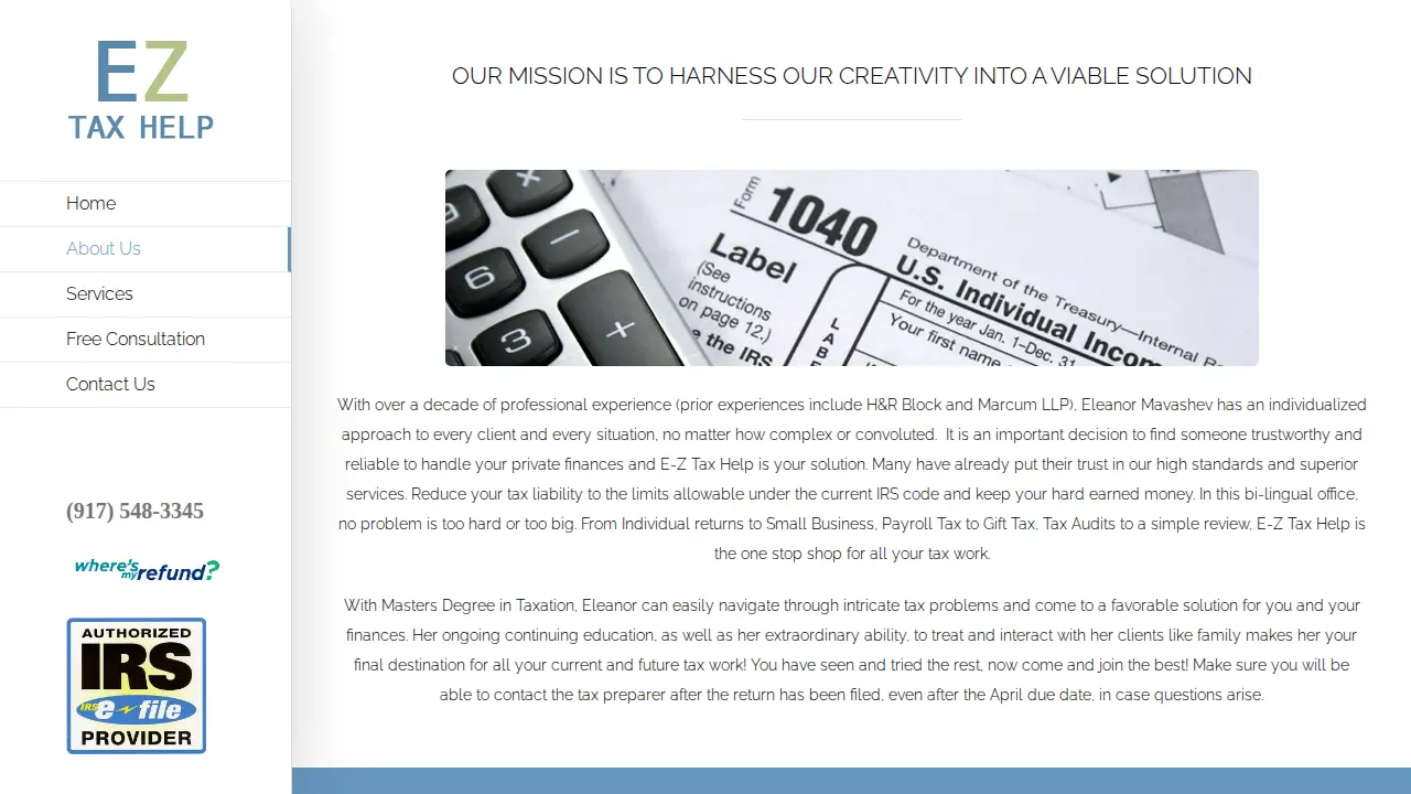 EZ Tax Help page