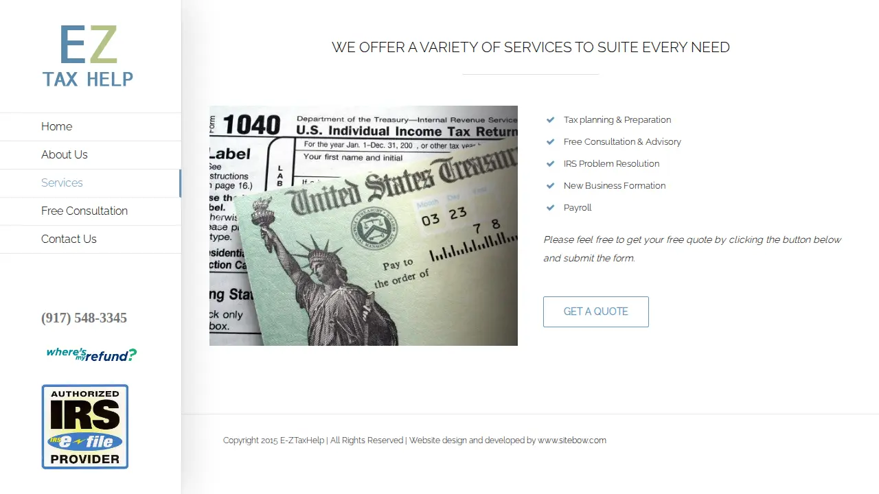 EZ Tax Help page