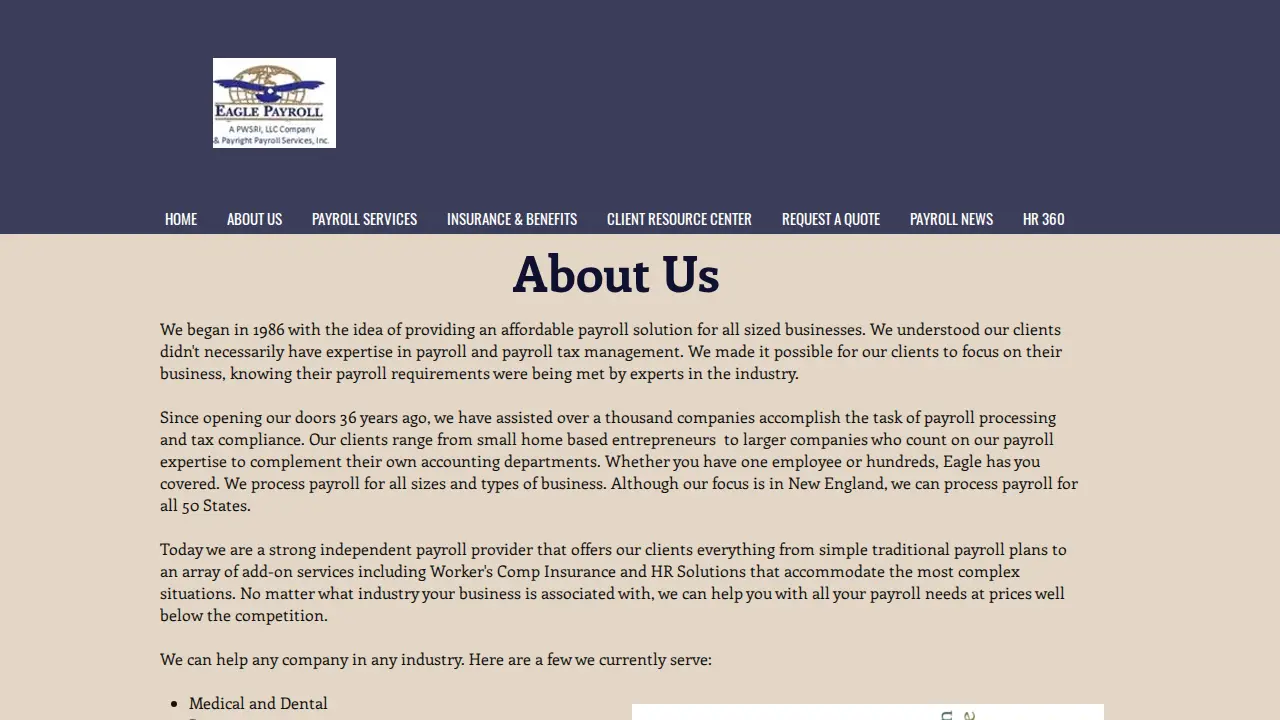 Eagle Payroll Services page