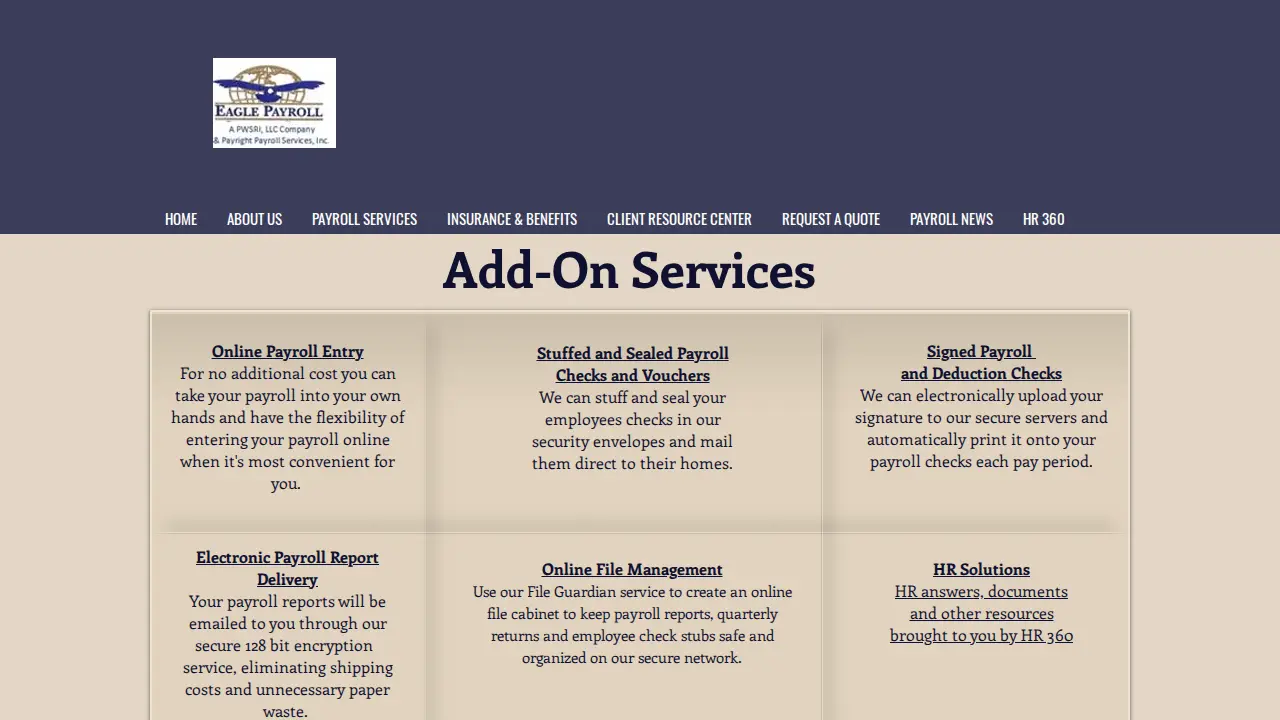 Eagle Payroll Services page