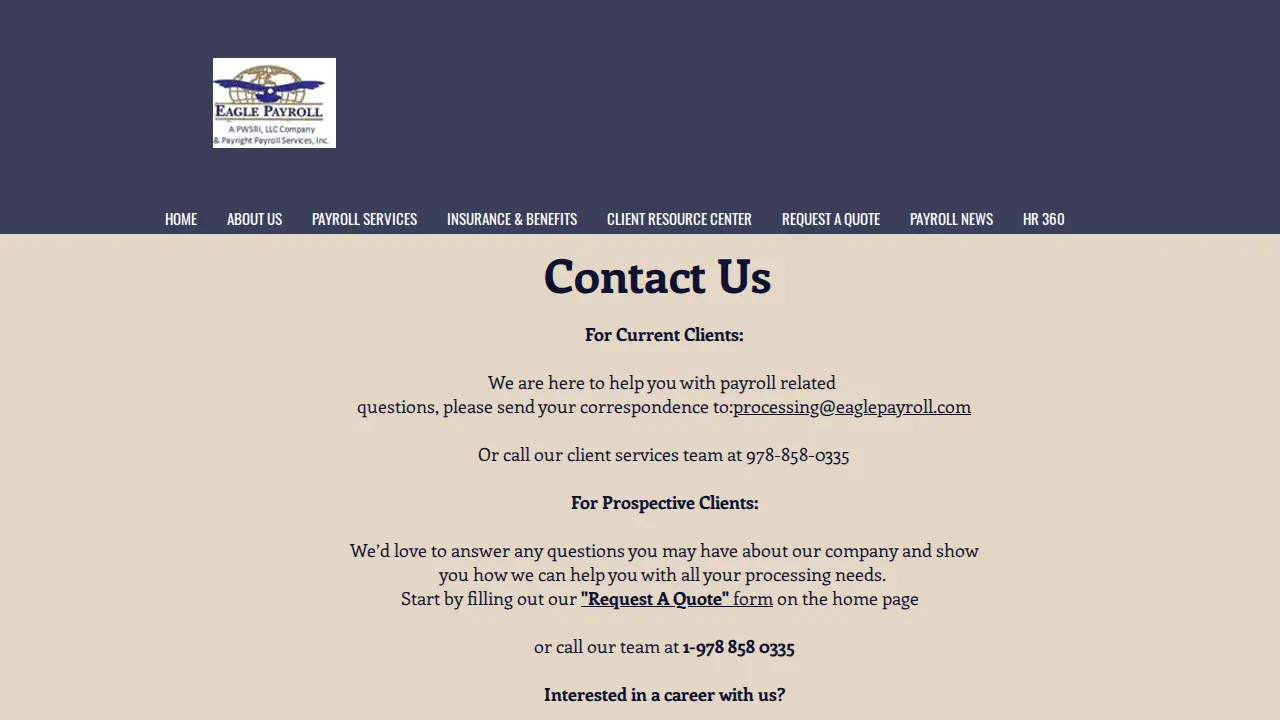 Eagle Payroll Services page