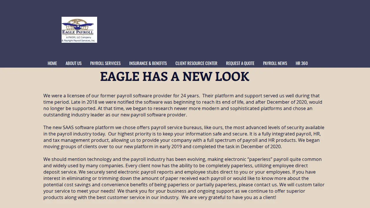 Eagle Payroll Services page