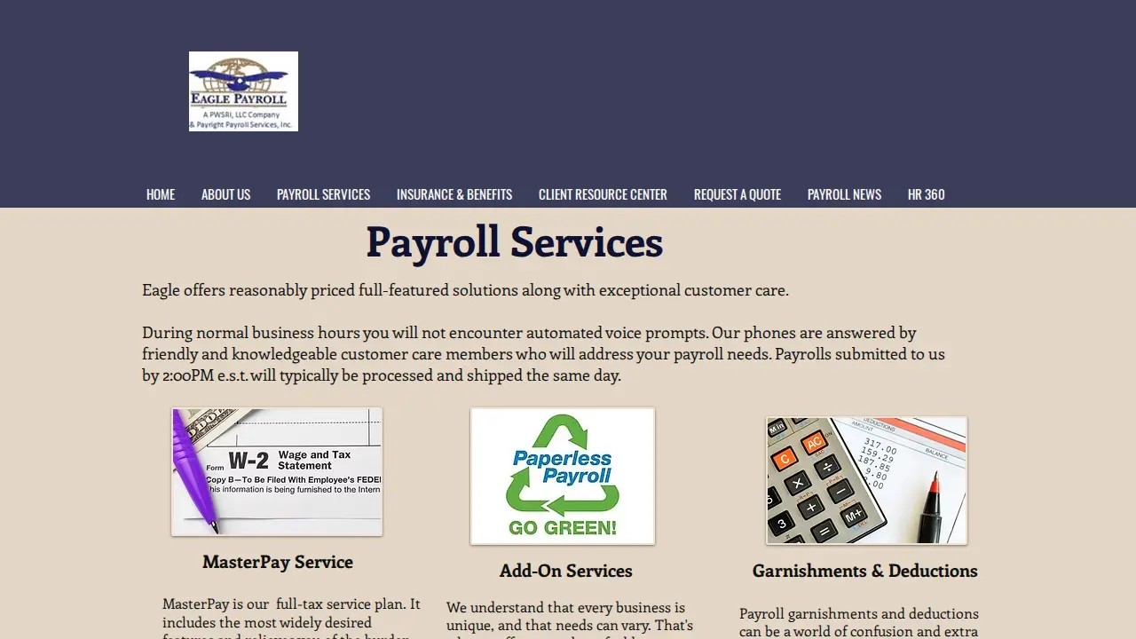 Eagle Payroll Services page