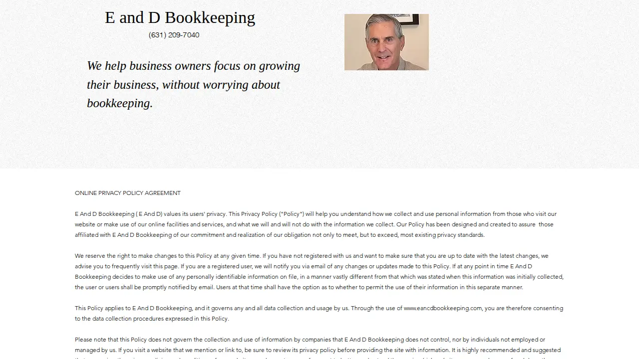 E and D Bookkeeping page
