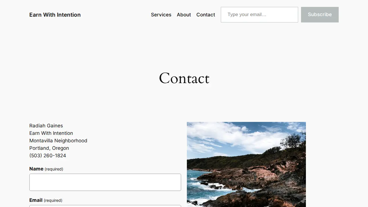 Earn WIth Intention page
