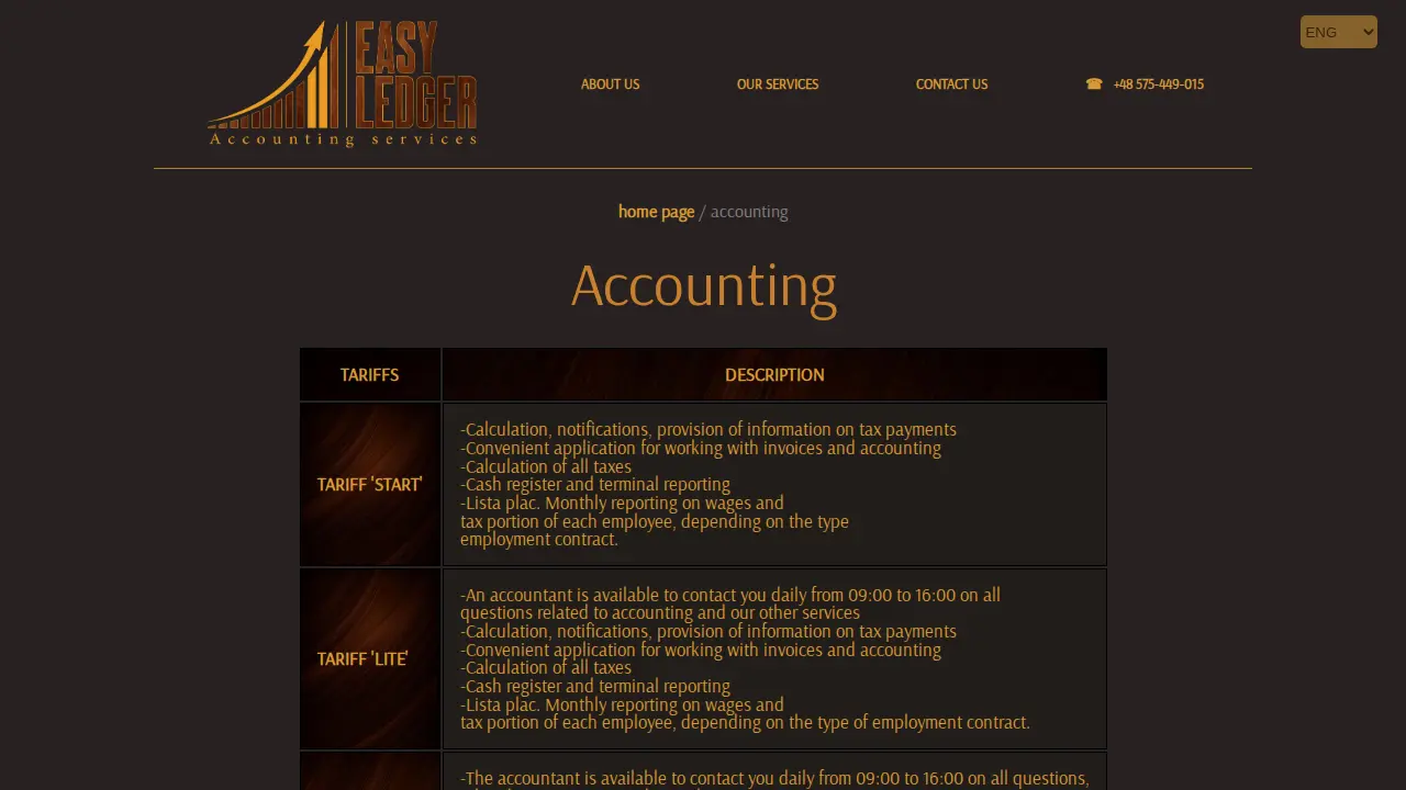 Easy Ledger / Biuro Rachunkowe /Accounting Services /Бухгалтерия page