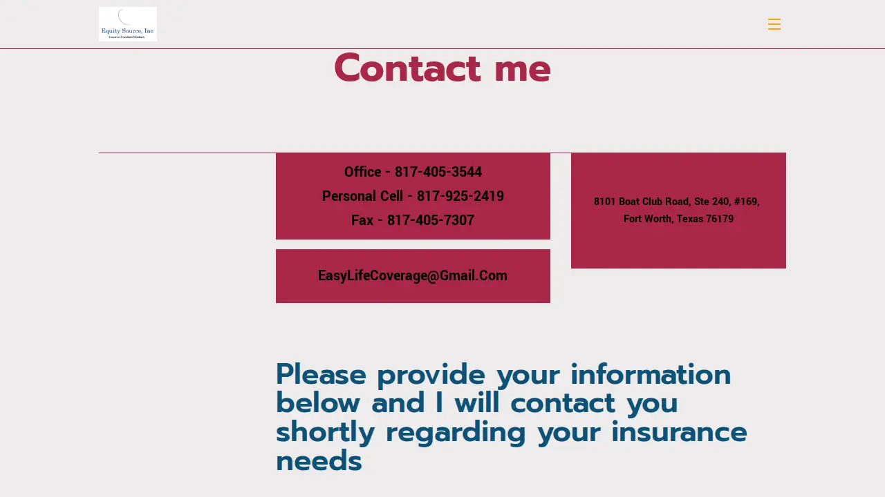 Equity Source/Preferred Advisors Insurance Agency: Roth Robertson page