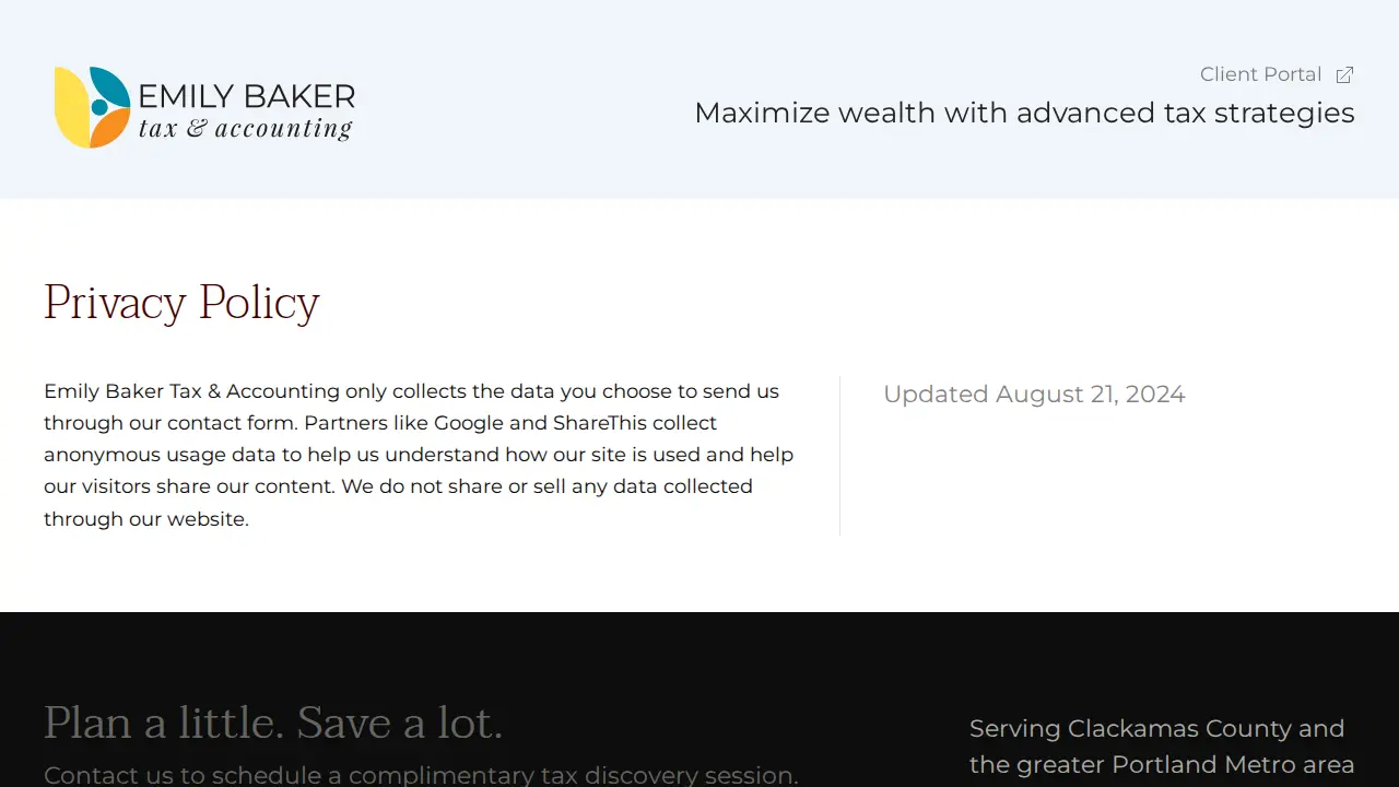 Emily Baker Tax & Accounting page