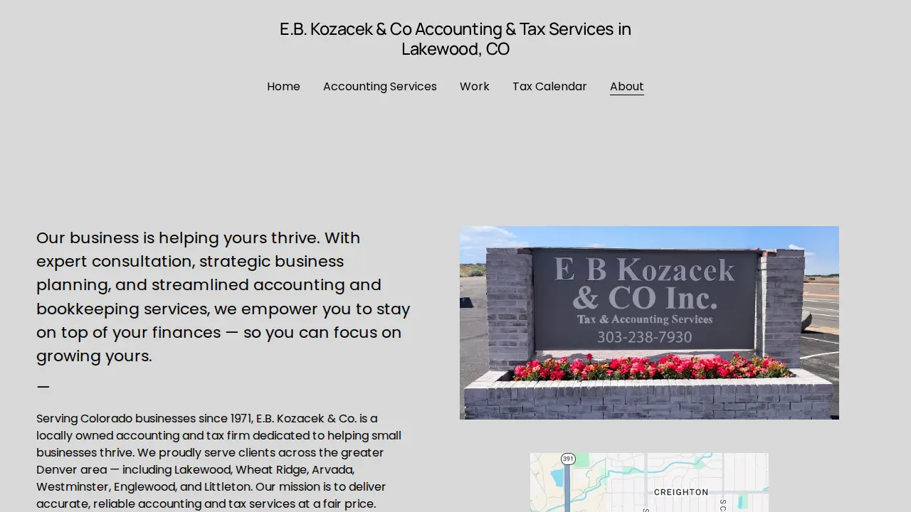 E B Kozacek & Co page