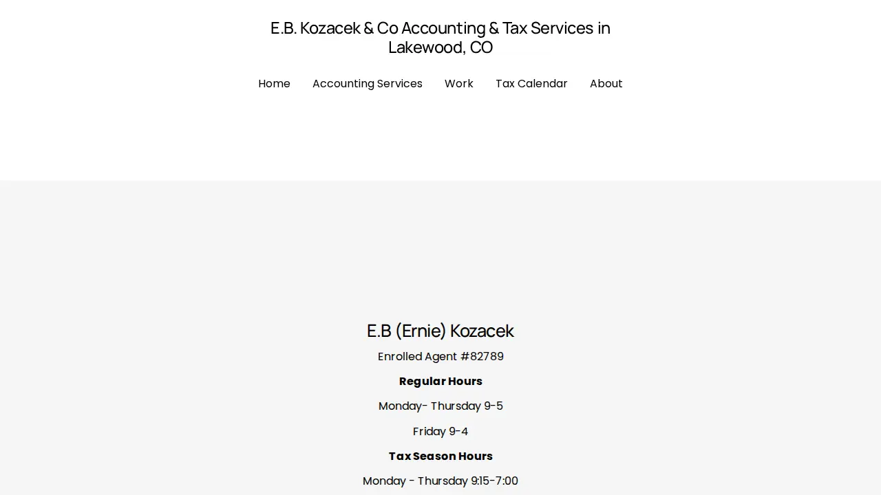 E B Kozacek & Co page