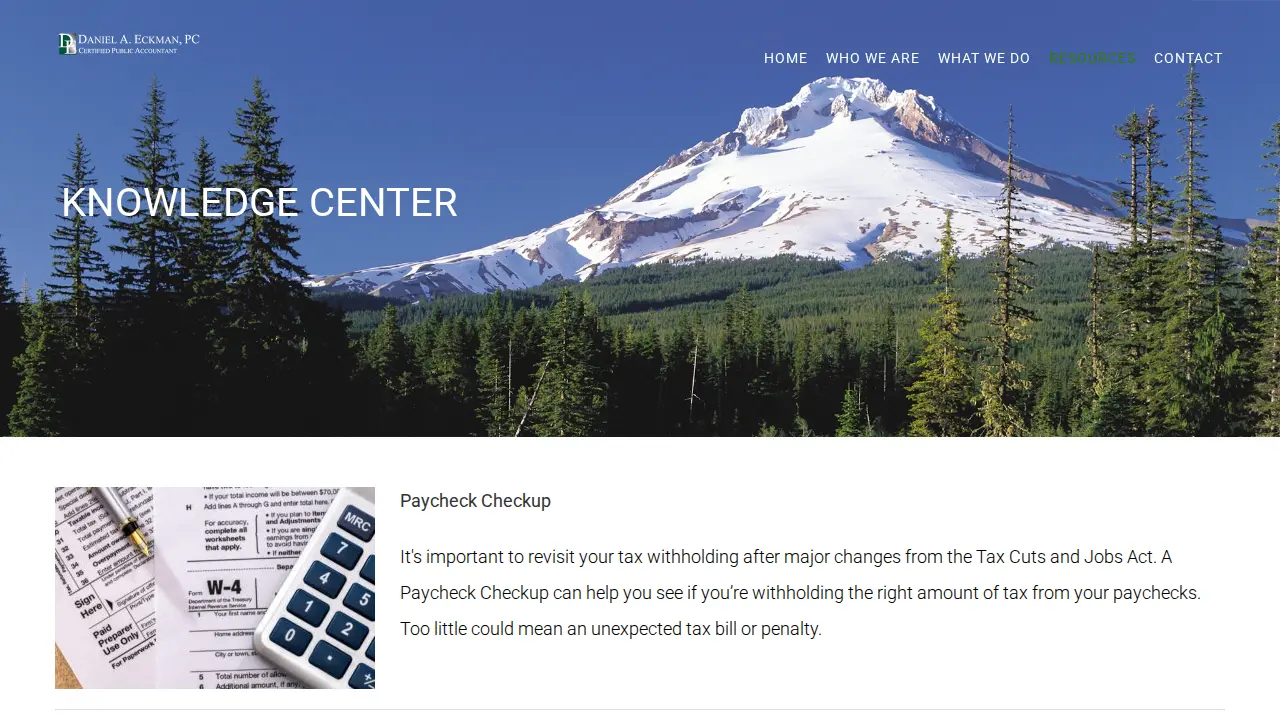 Daniel A. Eckman, PC, CPA page