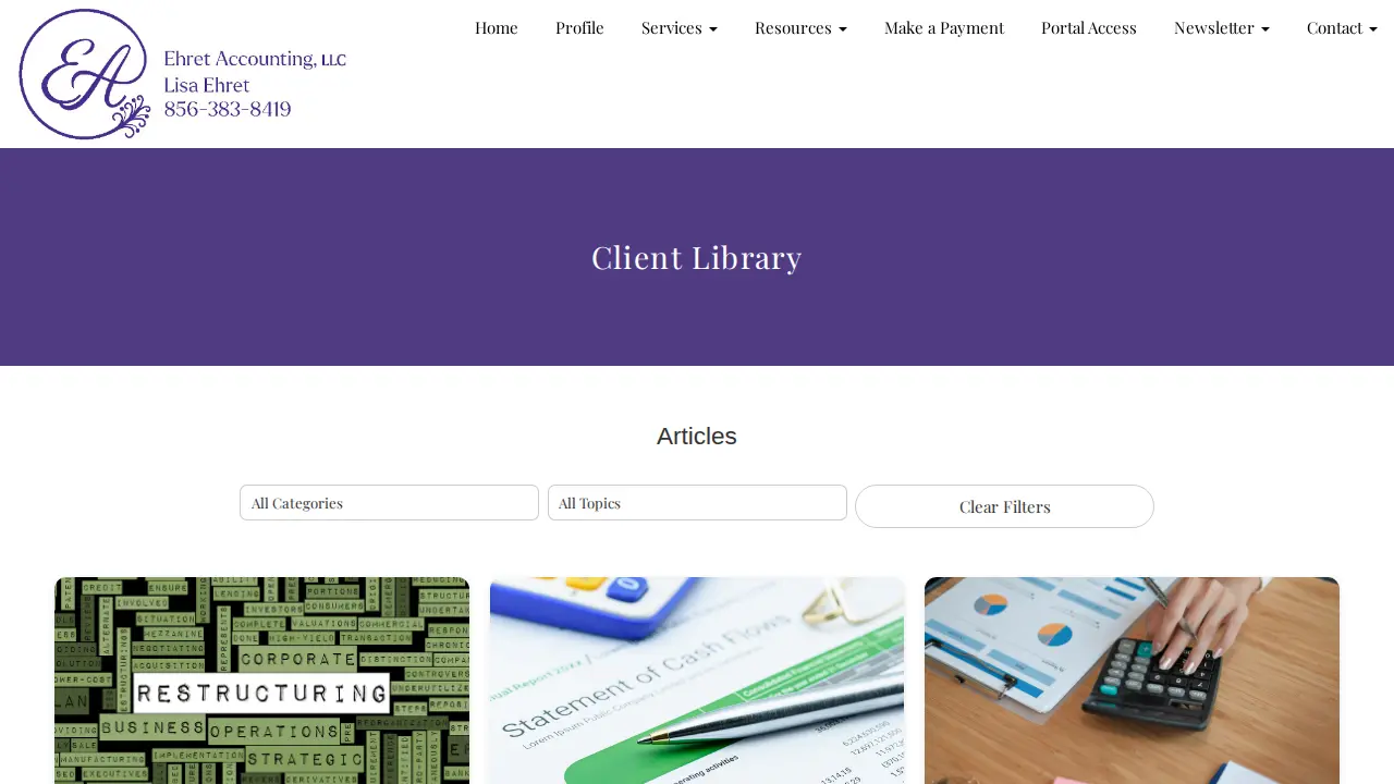 Ehret Accounting, LLC page