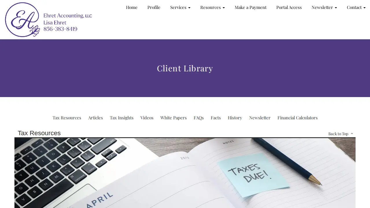 Ehret Accounting, LLC page