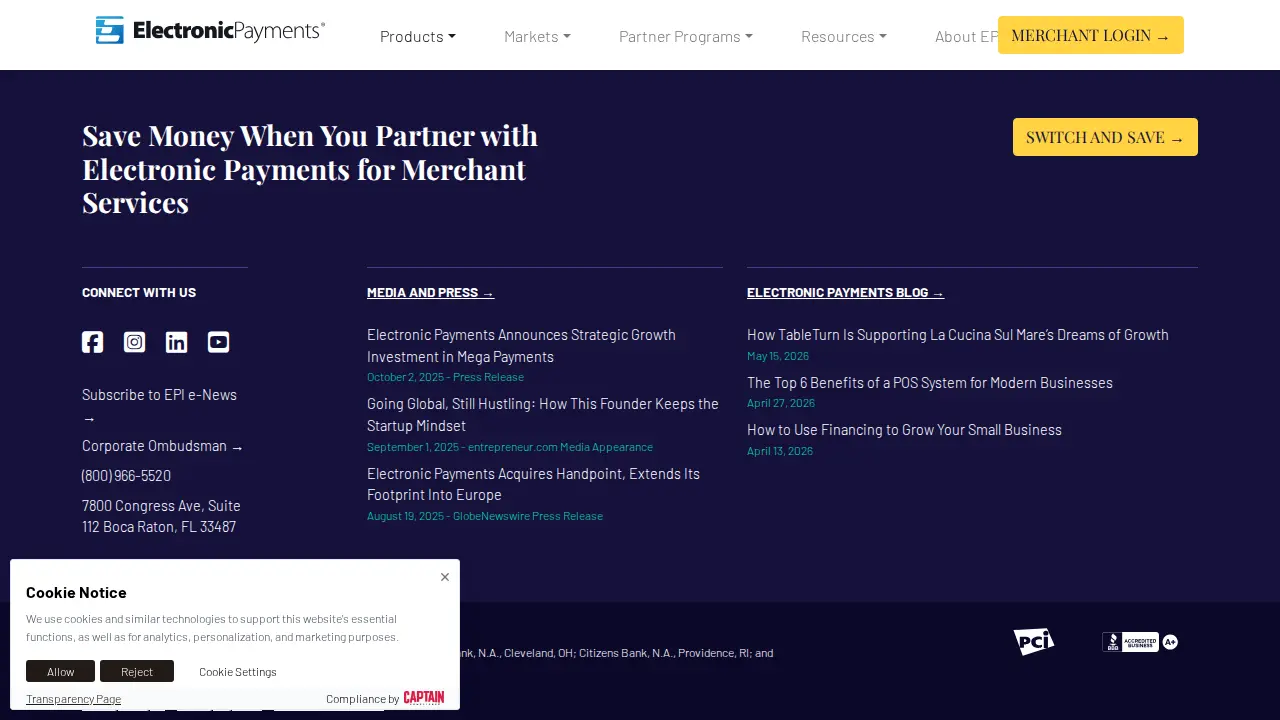 Electronic Payments page