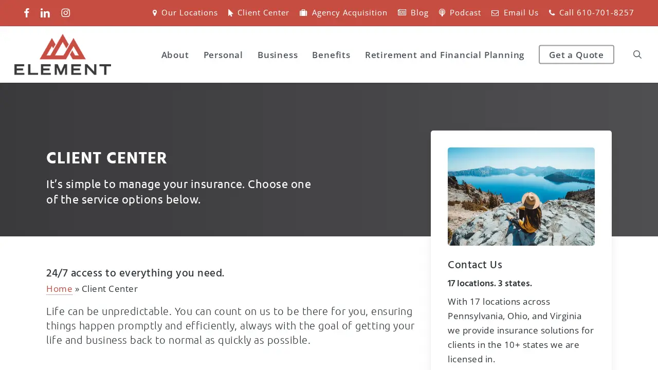 Element | Insurance Agency - West Chester page