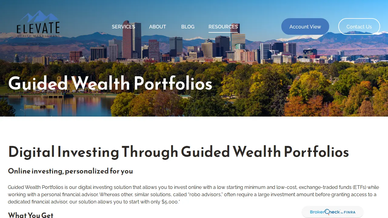 Elevate Wealth Management page