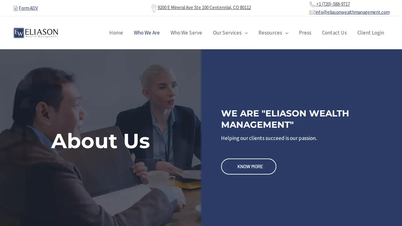 Eliason Wealth Management page