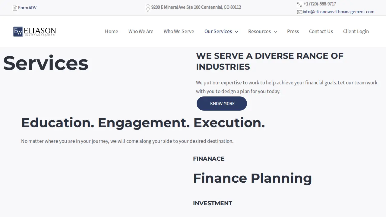Eliason Wealth Management page