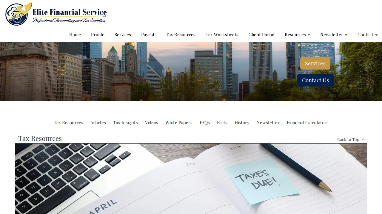 Elite Financial Service LLC page