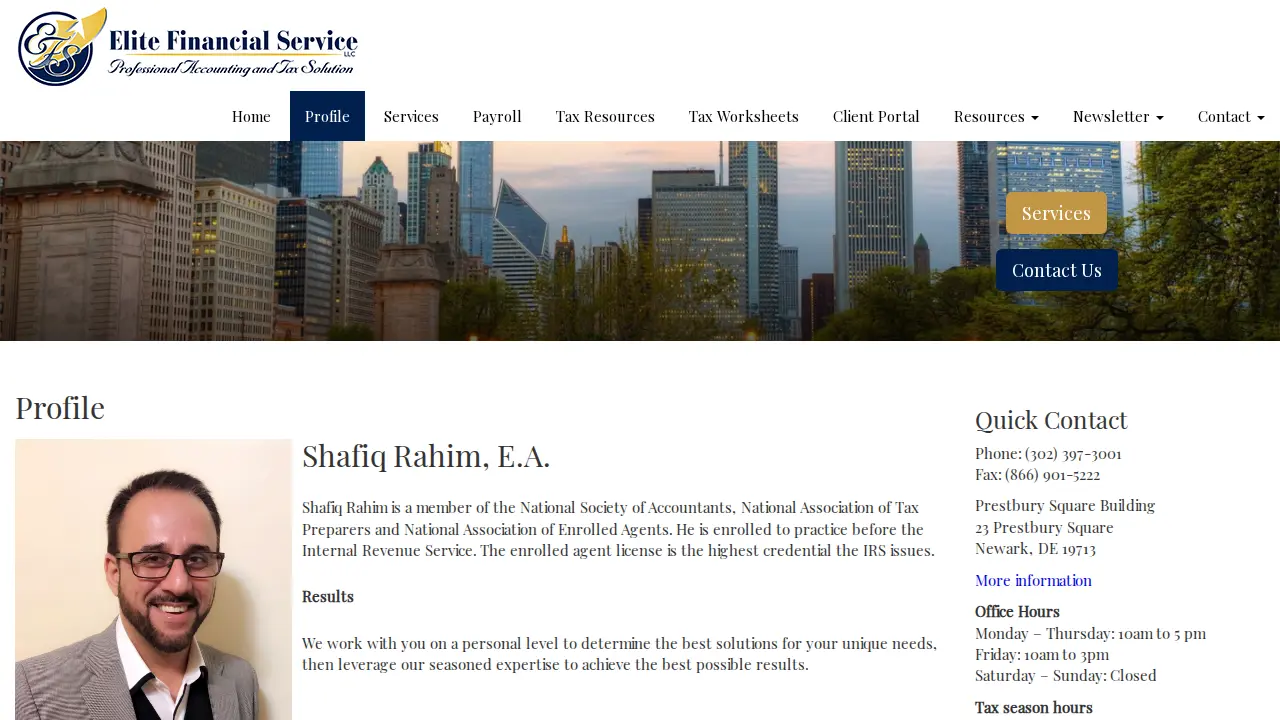 Elite Financial Service LLC page
