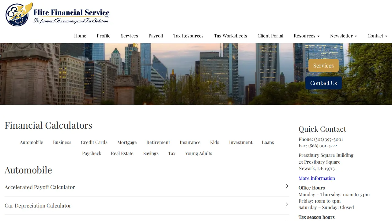 Elite Financial Service LLC page