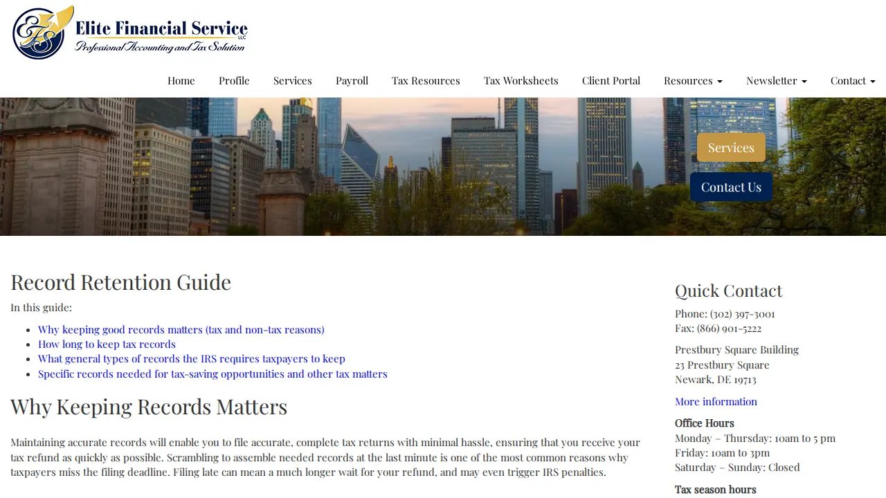 Elite Financial Service LLC page