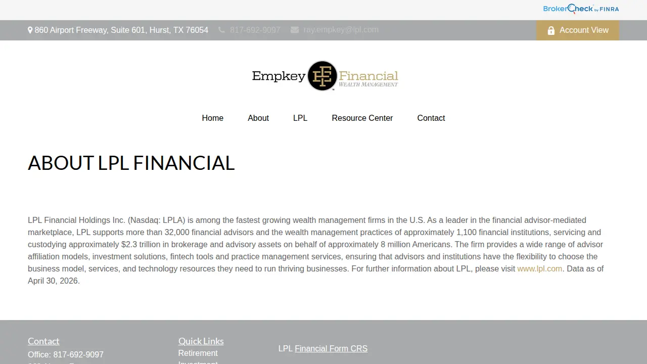 Empkey Financial page