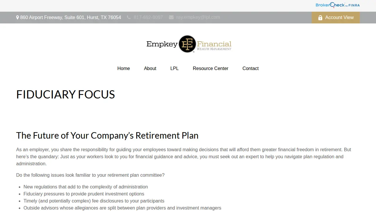 Empkey Financial page