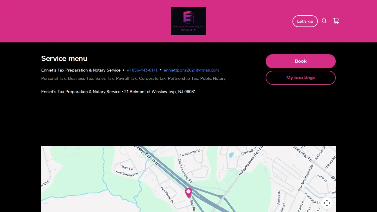 Enniet's Tax Preparation & Notary Public Service page