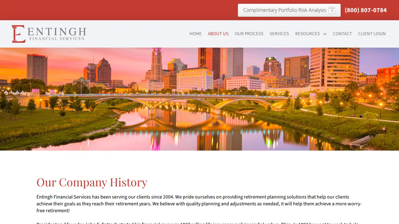 Entingh Financial Services page