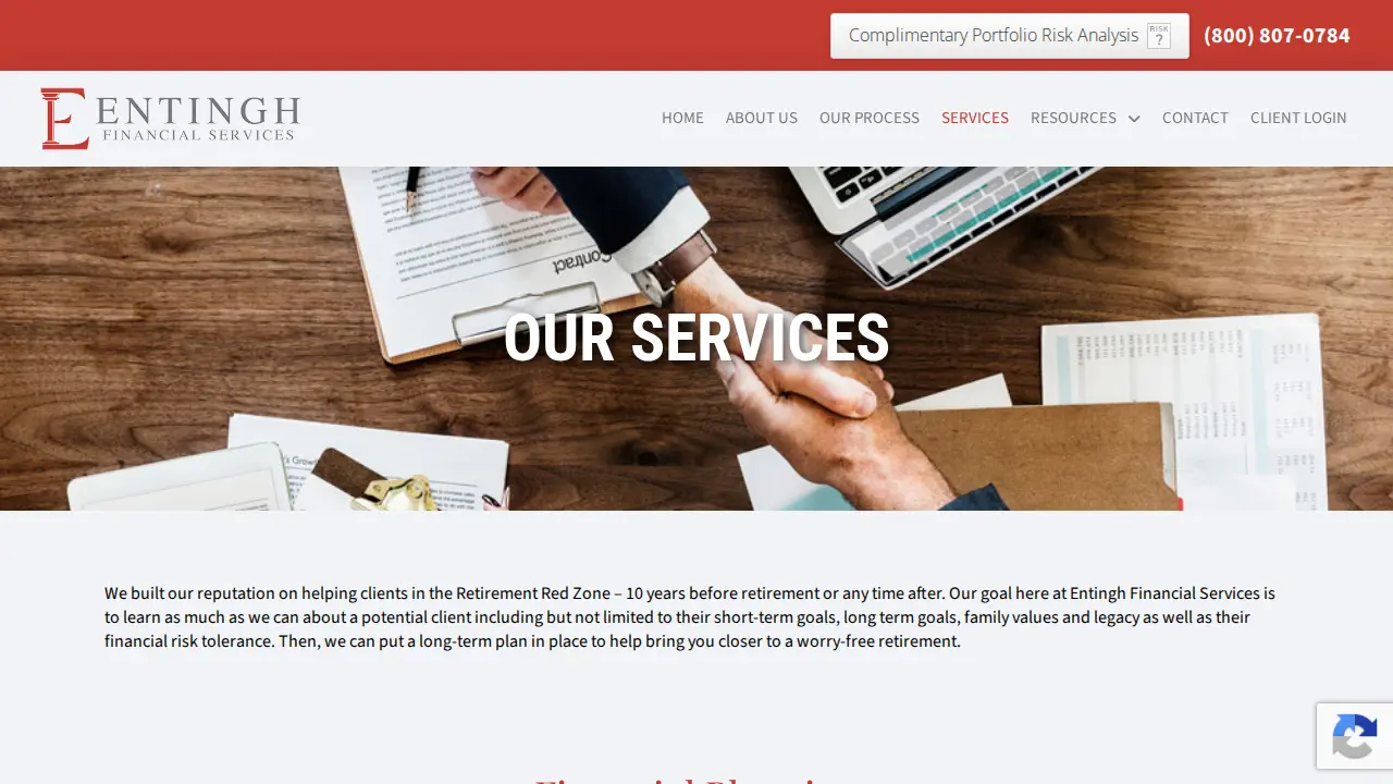 Entingh Financial Services page