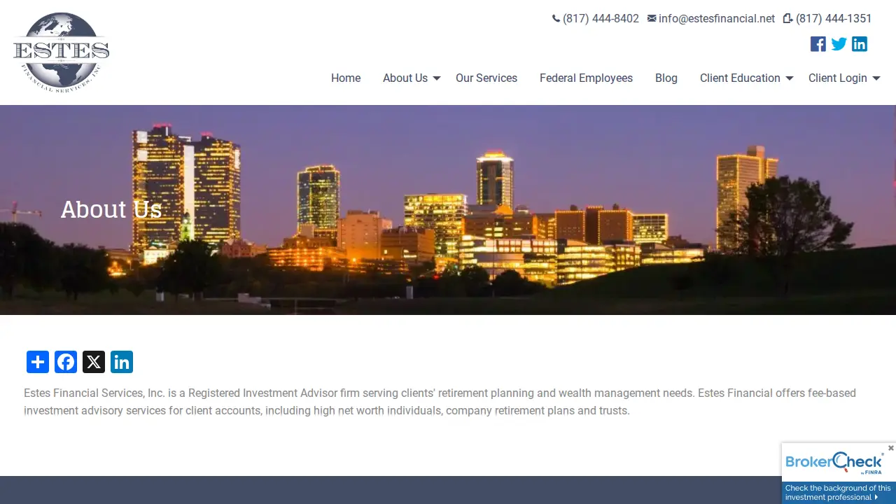 Estes Financial Services page